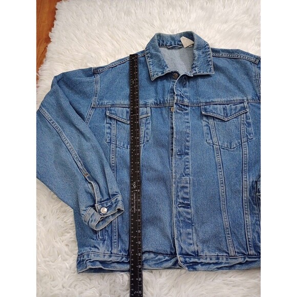 Port Authority Denim Jacket Size L Made in USA Embroidered Dodge City Roundup - Picture 3 of 10